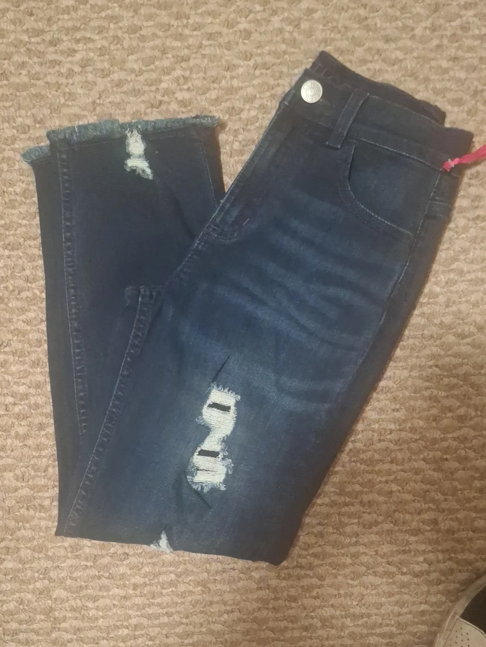 Justice Dark Blue Distressed Skinny Jeans